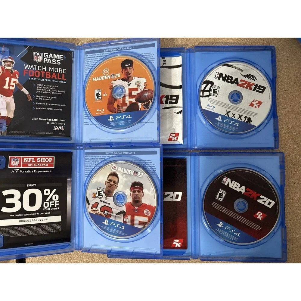 PS4 Game Lot 4 Games : Madden 20| Madden 22 | NBA 2k19 | NBA 2K20